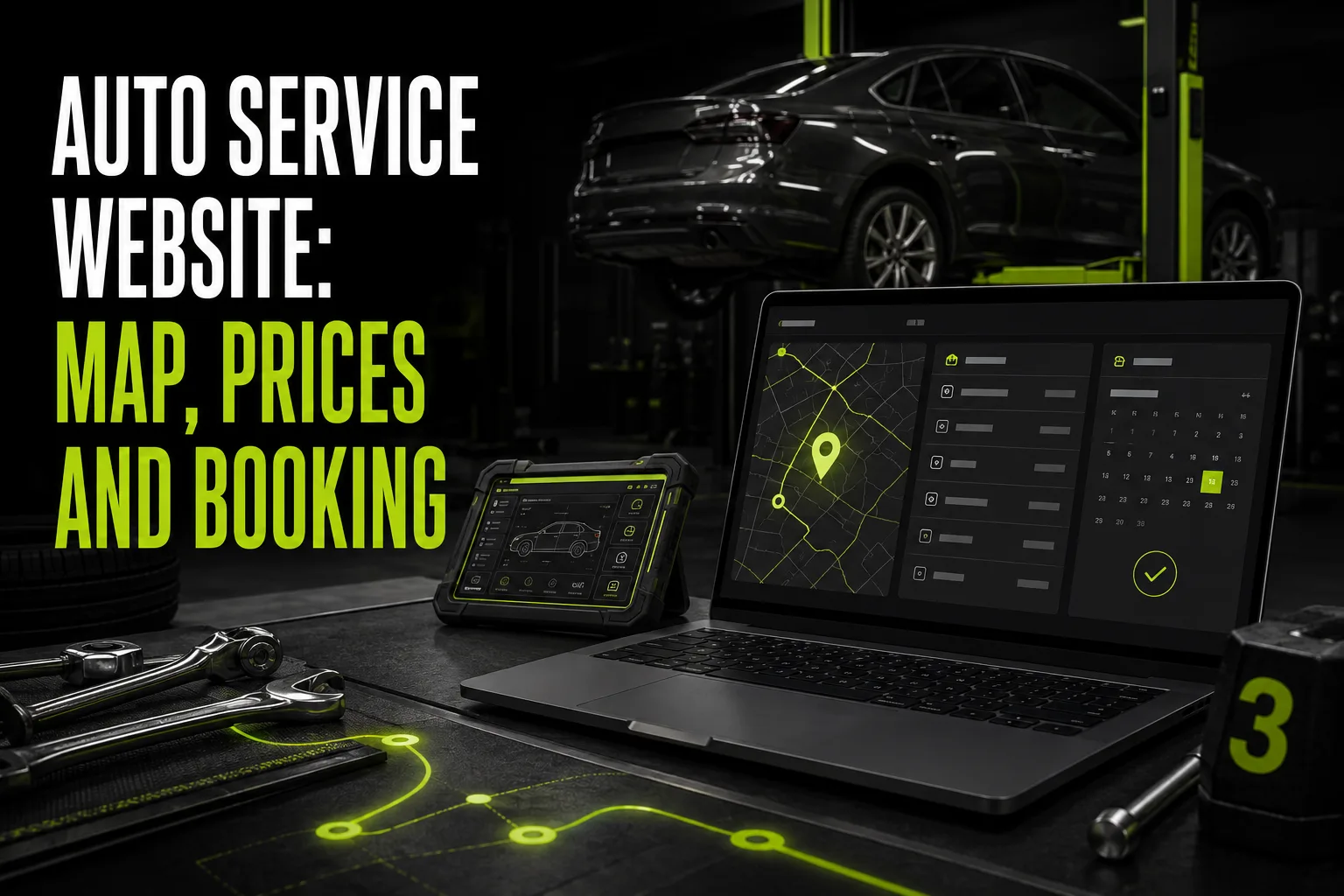 Auto repair website: maps, prices and bay booking