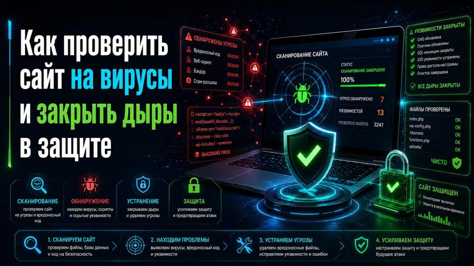Как проверить сайт на вирусы и закрыть дыры в защите