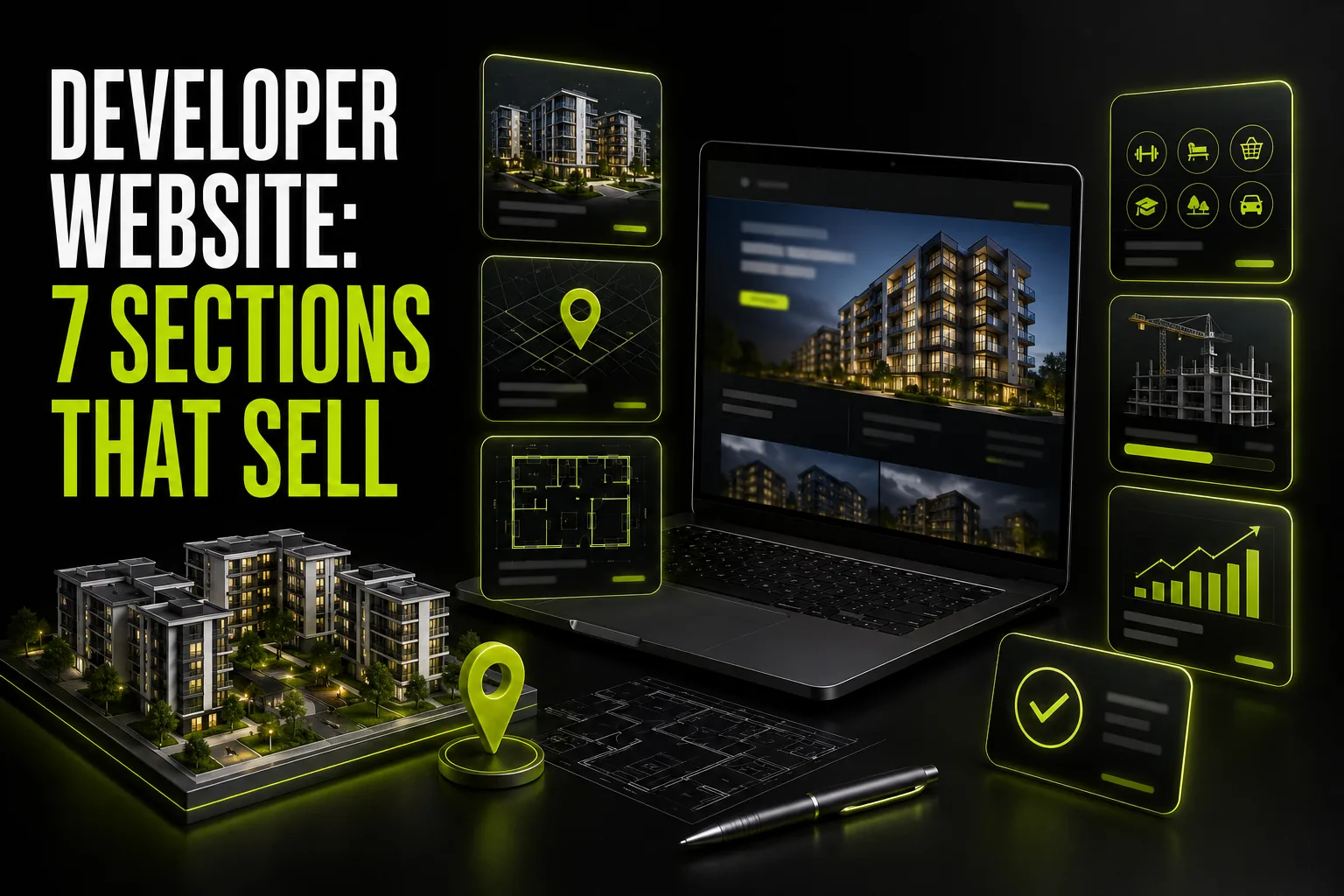 Property developer website: 7 blocks a complex needs