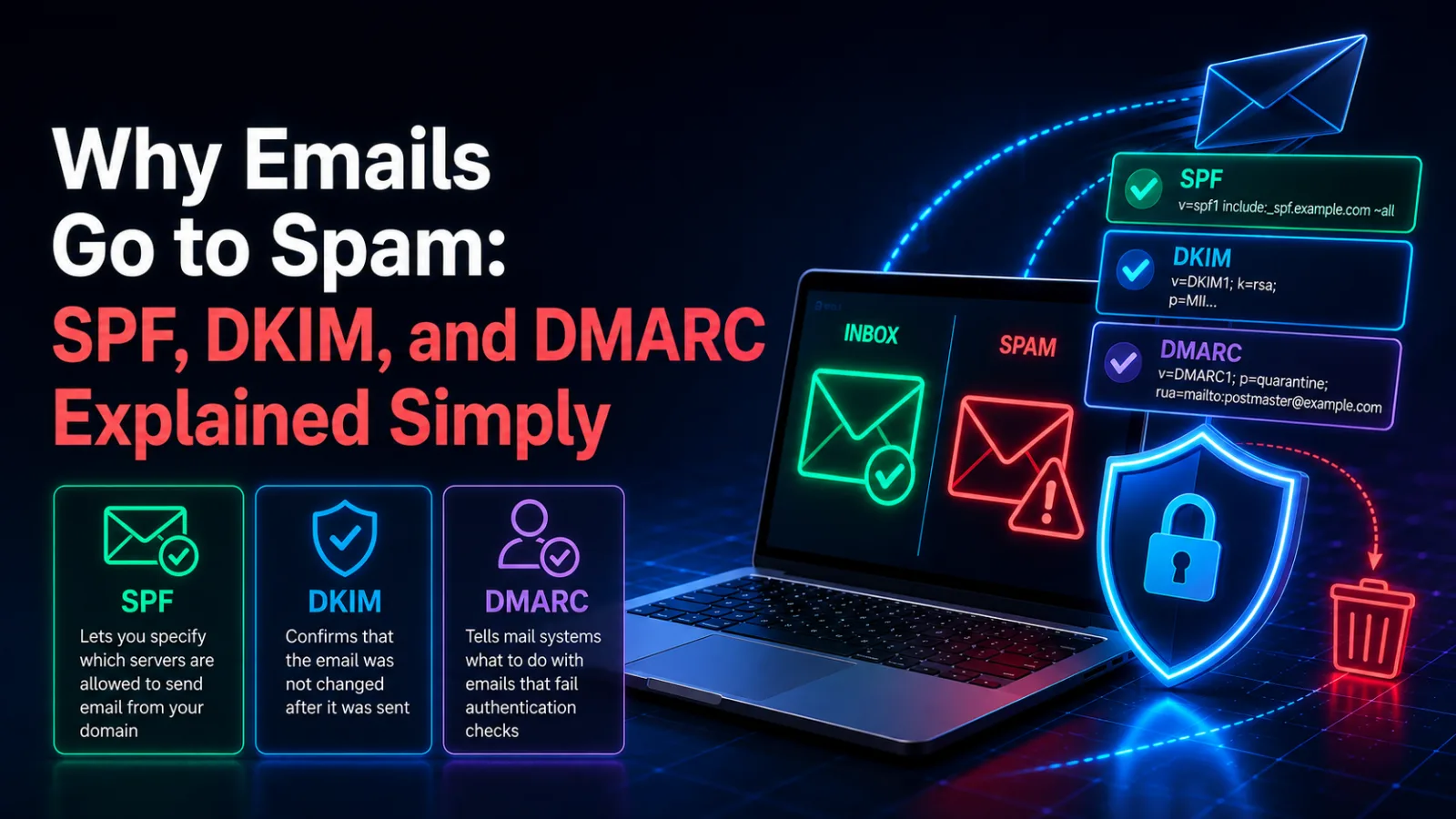 Why Your Emails Go to Spam: SPF, DKIM and DMARC Explained