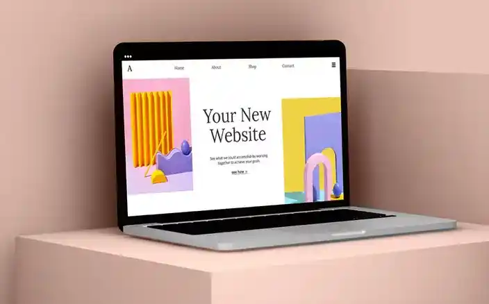 Business card website mockup on laptop and smartphone screens